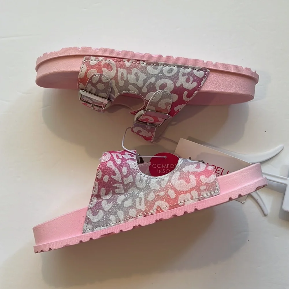 NWT👡 Elli by Capelli of New York Girl's Double Strap Buckle Slides SZ-12/13